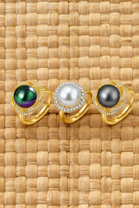 Panikeke Accessories: HALOA PEARL GOLD PLATED RING