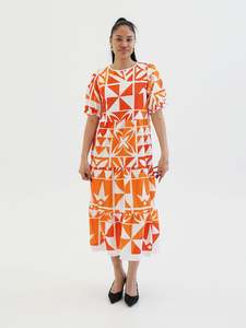 Panikeke Kloset: KAMATA ORANGE BABYDOLL MIDI DRESS