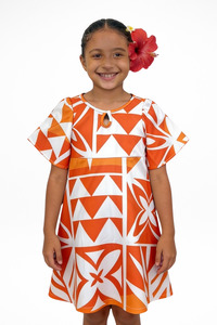 Panikeke Kloset: KAMATA ORANGE ILA KEYHOLE GIRLS DRESS