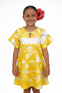 Panikeke Kloset: TE APA YELLOW ILA KEYHOLE GIRLS DRESS