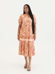 Panikeke Kloset: TE APA BROWN BABYDOLL MIDI DRESS
