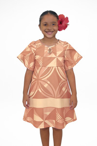 Panikeke Kloset: TE APA BROWN ILA KEYHOLE GIRLS DRESS