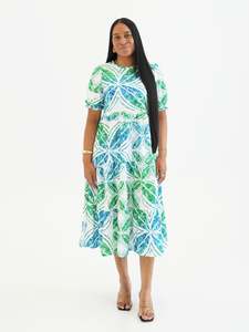 HULITIA BLUE BABYDOLL MIDI DRESS