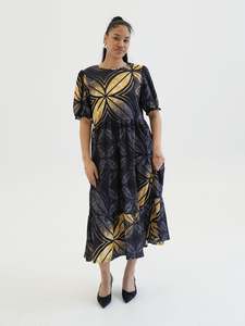 Womens Dresses Puletasi: HULITIA BLACK BABYDOLL MIDI DRESS