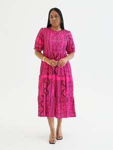 Womens Dresses Puletasi: IOLANA PINK BABYDOLL MIDI DRESS
