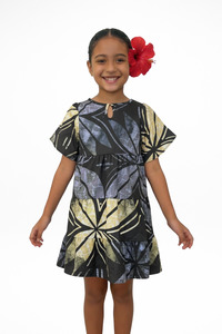 Panikeke Kids: HULITIA BLACK ILA KEYHOLE GIRLS DRESS