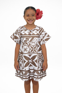 TIMENA BROWN ILA KEYHOLE GIRLS DRESS
