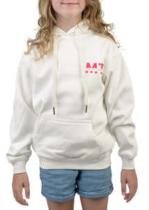 MT | Warm White Hoodie | Pink Logo | Kids