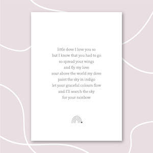 keepsake print: 'Little Dove' Baby Loss Memory Print