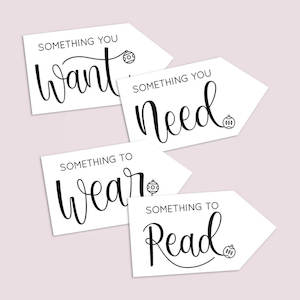 Christmas: Want, Need, Wear, Read Printable Gift Tags