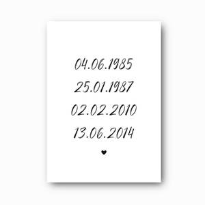 Family Prints: Family Dates - Personalised Printable file