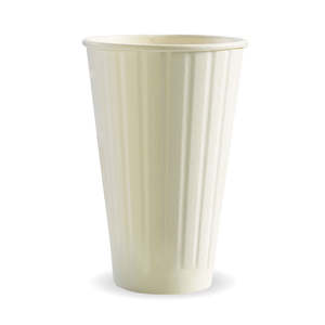 White Double Wall: BioPak 16oz Double Wall Plain White BioCup