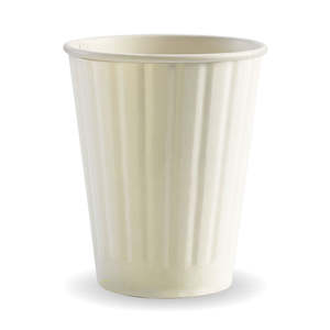 White Double Wall: BioPak 12oz Double Wall Plain White BioCup