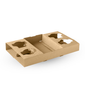 BioPak 2 & 4 Cup Cardboard Takeaway Cup Tray