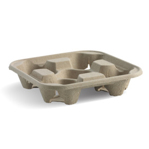 BioPak 4 Cup Carry Tray - Made from Recycled Paper Pulp