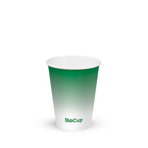 Green Paper Cold Biocups: BioPak 280ml / 8oz (80mm) Cold Paper BioCups - green fade