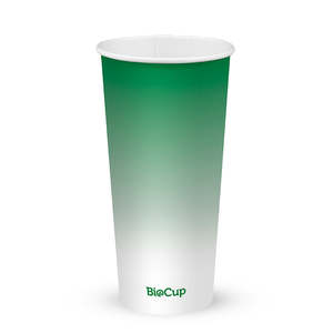Green Paper Cold Biocups: BioPak 650ml / 22oz (90mm) Cold Paper BioCups - green fade