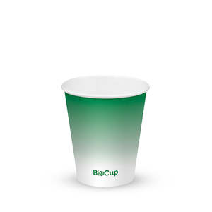 Green Paper Cold Biocups: BioPak 300ml / 10oz (90mm) Cold Paper BioCups - green fade