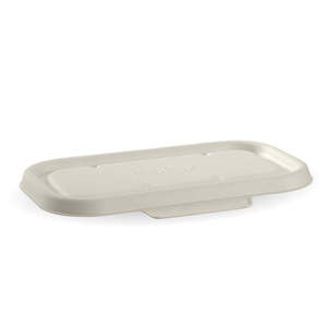 Biocane Rectangular Containers: BioPak 750 & 1,000ml White BioCane Takeaway Lid