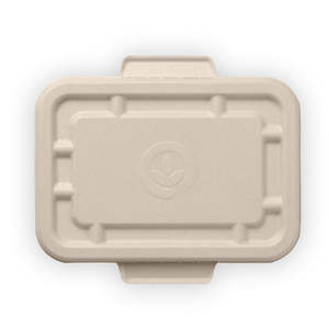Biocane Rectangular Containers: BioPak 500ml & 600ml Natural BioCane Takeaway Base Lid