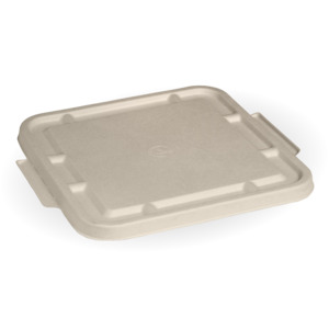 Biocane Rectangular Containers: BioPak 3/4/5 Compartment Natural Sugarcane Takeaway LARGE Lid