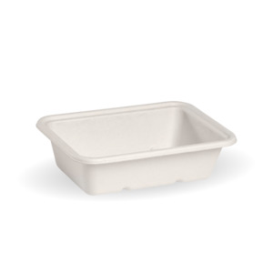 Biocane Rectangular Containers: BioPak 600ml White BioCane Takeaway Base