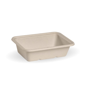 Biocane Rectangular Containers: BioPak 600ml Natural BioCane Takeaway Base