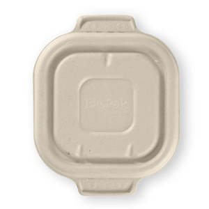 Sugarcane Square Containers: BioPak 280, 480 & 630ml Natural BioCane Takeaway Lid