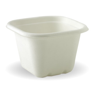 Sugarcane Square Containers: BioPak 630ml White BioCane Takeaway Base