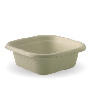 Sugarcane Square Containers: BioPak 280ml Natural BioCane Takeaway Base