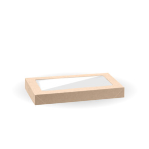 Bioboard Catering Trays Lids: BioPak Extra Small Kraft Board Catering Tray PLA Window Lids