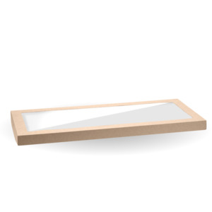 BioPak Extra Large Kraft Board Catering Tray PLA Window Lids