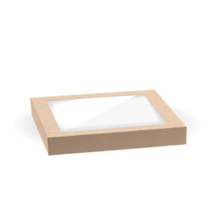 BioPak Small Kraft Board Catering Tray PLA Window Lids