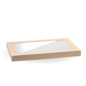 Bioboard Catering Trays Lids: BioPak Medium Kraft Board Catering Tray PLA Window Lids