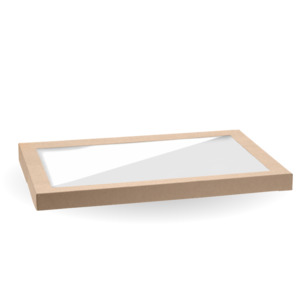 Bioboard Catering Trays Lids: BioPak Large Kraft Board Catering Tray PLA Window Lids