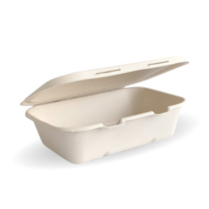 Sugarcane Clamshells: BioPak 7.5x5x1.9 Natural Clamshell Made from Sugarcane Fibre - Home Compostable