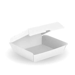 Bioboard Clamshells: BioPak White Dinner BioBoard Box