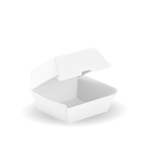 BioPak Disposable White Paper Board Takeaway Hamburger Box