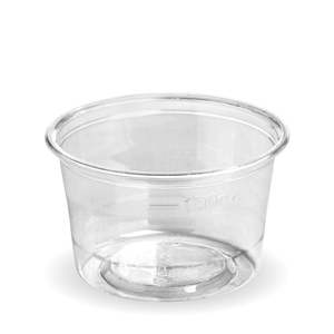 Bioplastic Sauce Cups Portion Pots With Lids: BioPak 140ml BioCup