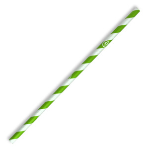 Paper Regular Biostraws: BioPak 6mm Regular Green Stripe BioStraw