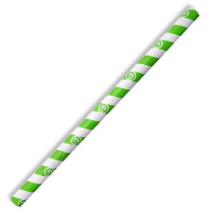 BioPak 10mm Jumbo Green Stripe BioStraw