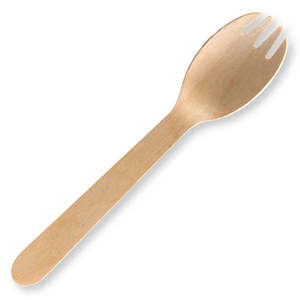 Wooden Cutlery: Biopak 16cm Unbranded Wooden Spork Bulk Pack