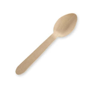 Wooden Cutlery: Biopak 10cm Unbranded Wooden Teaspoon Bulk Pack.
