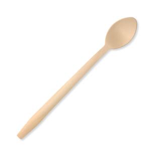 Wooden Cutlery: BioPak 20cm Tall Coated Wooden Teaspoon