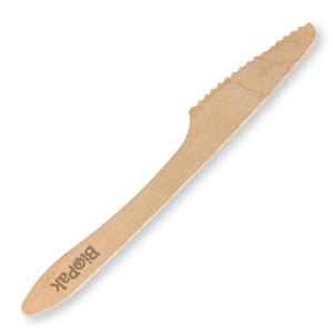 BioPak 19cm Coated Wooden Disposable Knife