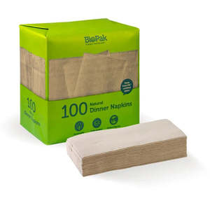 Picnics Parties: BioPak Retail 2 Ply 1/8 Fold Quilted Dinner BioNapkin Natural