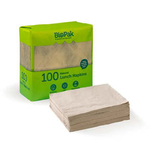 BioPak 100 Pack  1/4 Fold Natural Lunch Napkin