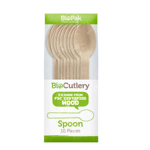 Picnics Parties: BioPak 16cm Wooden Spoon - 10pk