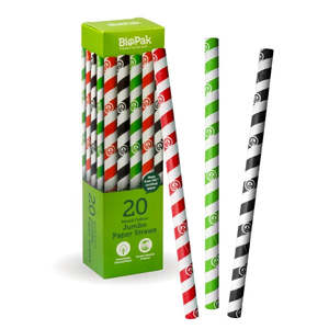 Picnics Parties: BioPak 10 Pack  10mm Mixed Jumbo BioStraws