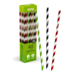 Picnics Parties: BioPak 40 Pack  6mm Mixed Regular BioStraws